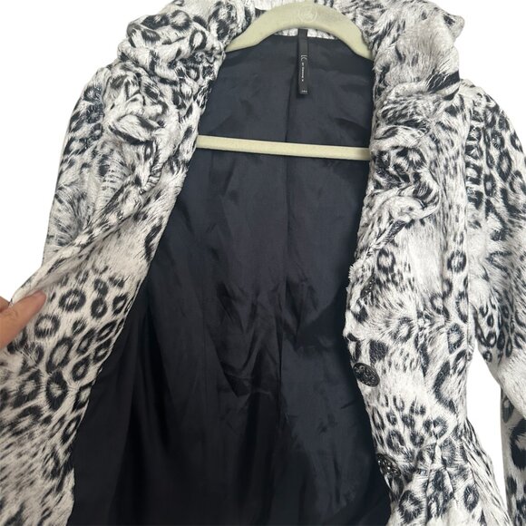 IC Collection SNOW LEOPARD PEPLUM Jacket/Blazer with Wired Collar NWT - Picture 6 of 7